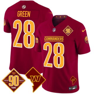 Men's Washington Commanders #28 Darrell Green 90th Anniversary & Home Patch Vapor Limited Jersey Burgundy