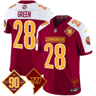 Men's Washington Commanders #28 Darrell Green 90th Anniversary & Home Patch Vapor Limited Jersey Burgundy Alternate