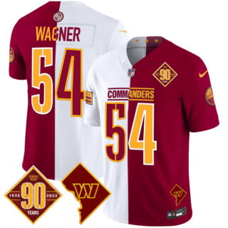 Men's Washington Commanders #54 Bobby Wagner 90th Anniversary & Home Patch Vapor Limited Jersey Half