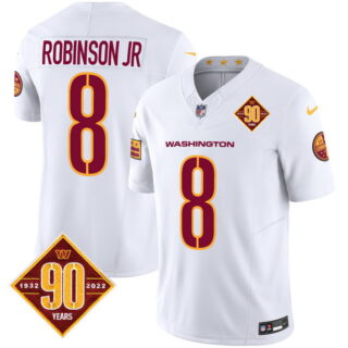 Men's Washington Commanders #8 Robinson Jr. 90th Anniversary Patch Vapor Limited Jersey V3 White