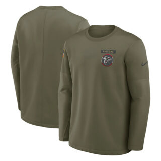 Men's Atlanta Falcons Olive 2025 Salute to Service Sideline Coaches Therma-FIT Long Sleeve Shirt