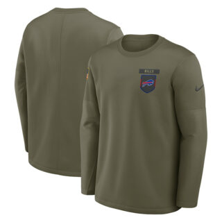 Men's Buffalo Bills Olive 2025 Salute to Service Sideline Coaches Therma-FIT Long Sleeve Shirt