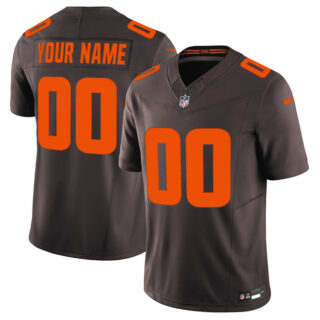 Men's Cleveland Browns Active Player Custom Brown 2025 F.U.S.E. Alpha Dawg Limited Stitched Football Jersey