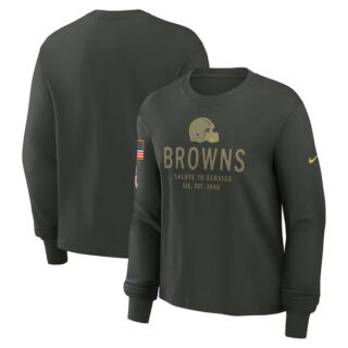 Men's Cleveland Browns Dark Green 2025 Salute to Service Sideline Dri-FIT Long Sleeve T-Shirt