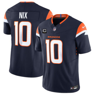 Men's Denver Broncos #10 Bo Nix Navy 2025 F.U.S.E. With 2-Star C Patch Vapor Limited Stitched Football Jersey