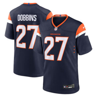 Men's Denver Broncos #27 J.K. Dobbins Navy 2025 Alternate Stitched Game Jersey