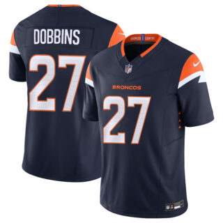 Men's Denver Broncos #27 J.K. Dobbins Navy F.U.S.E. Vapor Limited Stitched Football Jersey