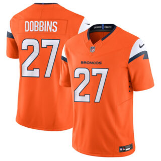 Men's Denver Broncos #27 J.K. Dobbins Orange 2025 F.U.S.E. Vapor Limited Stitched Football Jersey