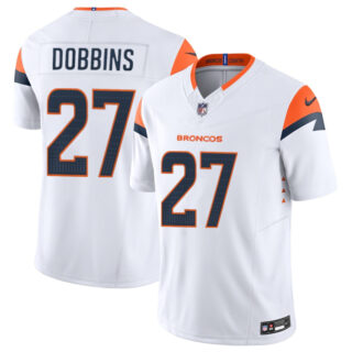 Men's Denver Broncos #27 J.K. Dobbins White 2025 F.U.S.E. Vapor Limited Stitched Football Jersey