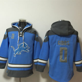 Men's Detroit Lions #0 Jahmyr Gibbs Blue Ageless Must-Have Lace-Up Pullover Hoodie