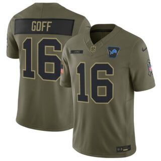 Men's Detroit Lions #16 Jared Goff Olive 2025 F.U.S.E. Salute to Service Limited Stitched Football Jersey