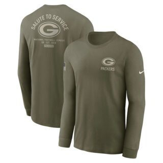 Men's Green Bay Packers Olive 2025 Salute to Service Sideline Long Sleeve T-Shirt