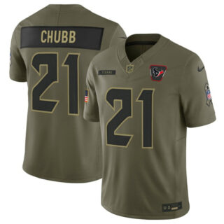 Men's Houston Texans #21 Nick Chubb Olive 2025 F.U.S.E. Salute to Service Limited Stitched Football Jersey