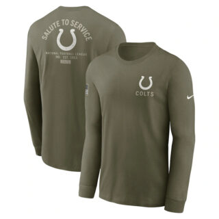 Men's Indianapolis Colts Olive 2025 Salute to Service Sideline Long Sleeve T-Shirt
