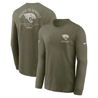Men's Jacksonville Jaguars Olive 2025 Salute to Service Sideline Long Sleeve T-Shirt