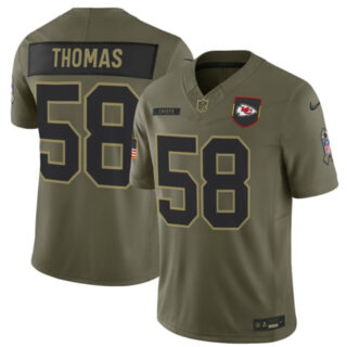 Men's Kansas City Chiefs 58 Derrick Thomas Olive 2025 F.U.S.E. Salute to Service Limited Stitched Football Jersey