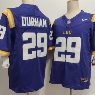 Men's LSU Tigers #29 Caden Durham Purple F.U.S.E. Stitched Jersey