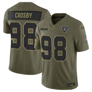 Men's Las Vegas Raiders #98 Maxx Crosby Olive 2025 F.U.S.E. Salute to Service Limited Stitched Football Jersey