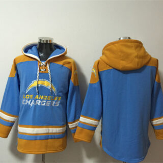 Men's Los Angeles Chargers Blank Blue Ageless Must-Have Lace-Up Pullover Hoodie