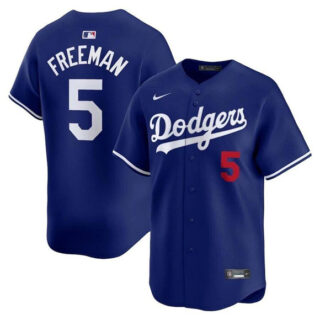 Men's Los Angeles Dodgers #5 Freddie Freeman Royal Limited Stitched Baseball Jersey
