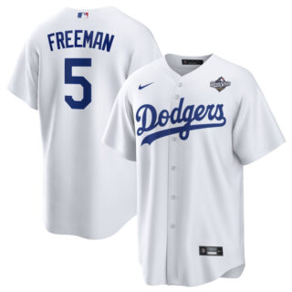 Men's Los Angeles Dodgers #5 Freddie Freeman White 2025 World Series Home Cool Base Stitched Baseball Jersey