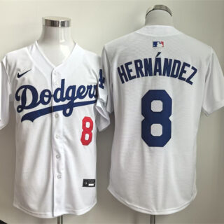 Men's Los Angeles Dodgers #8 Enrique Hernandez WhiteLimited Stitched Baseball Jersey