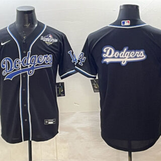 Men's Los Angeles Dodgers Team Big Logo Black Fashion 2025 World Series Cool Base Stitched Baseball Jersey 002