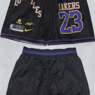 Men's Los Angeles Lakers #23 LeBron James Black 2025 Shorts (Run Small)