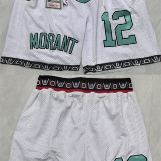 Men's Memphis Grizzlies #12 Ja Morant White 2025 Shorts (Run Small)