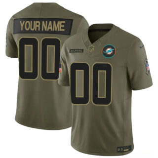 Men's Miami Dolphins Active Player Custom Olive 2025 F.U.S.E. Salute to Service Limited Stitched Football Jersey