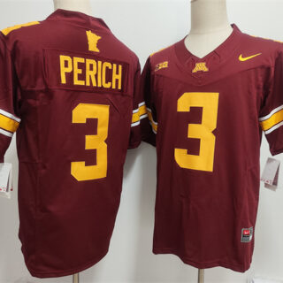 Men's Minnesota Golden Gophers #3 Koi Perich Red F.U.S.E. Stitched Jersey