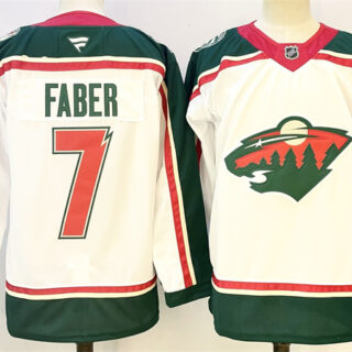 Men's Minnesota Wild #7 Brock Faber White 2025 25th Anniversary Stitched Hockey Jersey