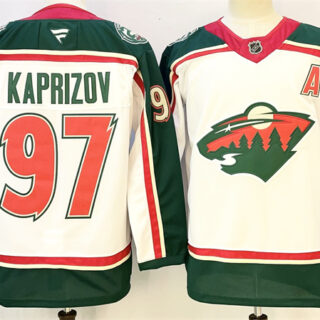 Men's Minnesota Wild #97 Kirill Kaprizov White 2025 With A Patch 25th Anniversary Stitched Hockey Jersey