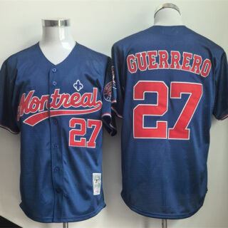 Men's Montreal Expos #27 Vladimir Guerrero Navy Cooperstown Collection Stitched MLB Jersey