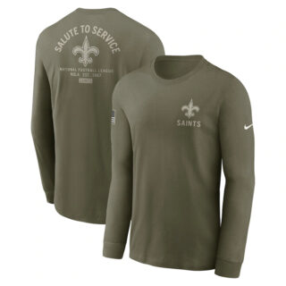 Men's New Orleans Saints Olive 2025 Salute to Service Sideline Long Sleeve T-Shirt