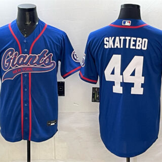 Men's New York Giants #44 Cam Skattebo Royal With Patch Cool Base Stitched Baseball Jersey
