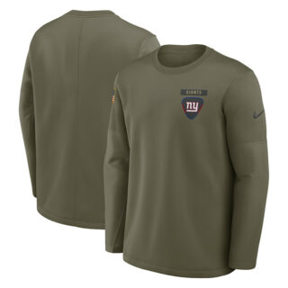 Men's New York Giants Olive 2025 Salute to Service Sideline Coaches Therma-FIT Long Sleeve Shirt