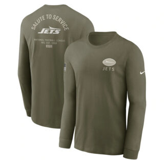 Men's New York Jets Olive 2025 Salute to Service Sideline Long Sleeve T-Shirt
