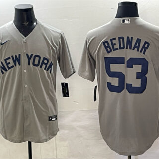Men's New York Yankees #53 David Bednar Grey Stitched Baseball Jersey
