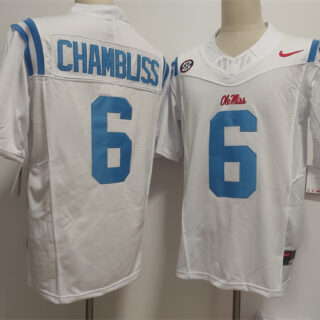 Men's Ole Miss Rebels #6 Trinidad Chambliss White 2025 F.U.S.E. Stitched jersey
