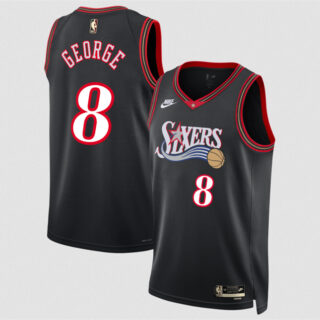 Men's Philadelphia 76ers #8 Paul George Black 2025 Classic Edition Stitched Jersey