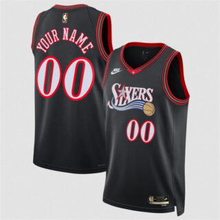 Men's Philadelphia 76ers Active Player Custom Black 2025 Classic Edition Stitched Jersey