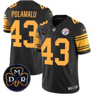 Men's Pittsburgh Steelers #43 Troy Polamalu Black F.U.S.E. DMR Patch Vapor Limited Stitched Jersey