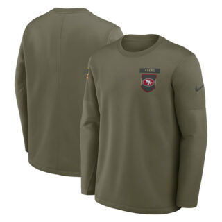 Men's San Francisco 49ers Olive 2025 Salute to Service Sideline Coaches Therma-FIT Long Sleeve Shirt