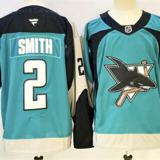 Men's San Jose Sharks #2 Will Smith Teal 2025 Alternate Stitched Hockey Jersey