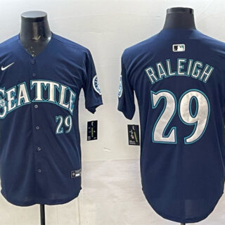 Men's Seattle Mariners #29 Cal Raleigh Navy Limited Stitched jersey