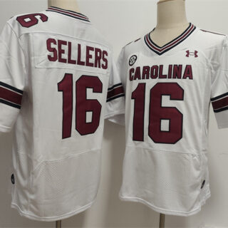 Men's South Carolina Fighting Gamecocks #16 LaNorris Sellers White Stitched Jersey