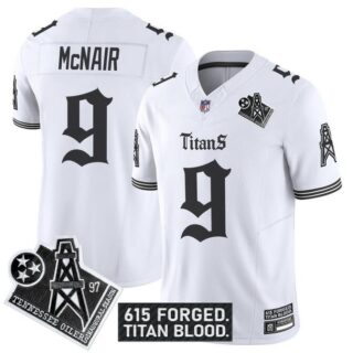 Men's Tennessee Titans #9 Steve McNair White F.U.S.E. 'Titan Gothic Shadows Drop' Vapor Limited Stitched Football Jersey
