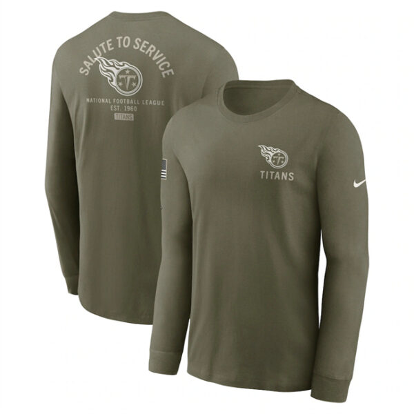 Men's Tennessee Titans Olive 2025 Salute to Service Sideline Long Sleeve T-Shirt