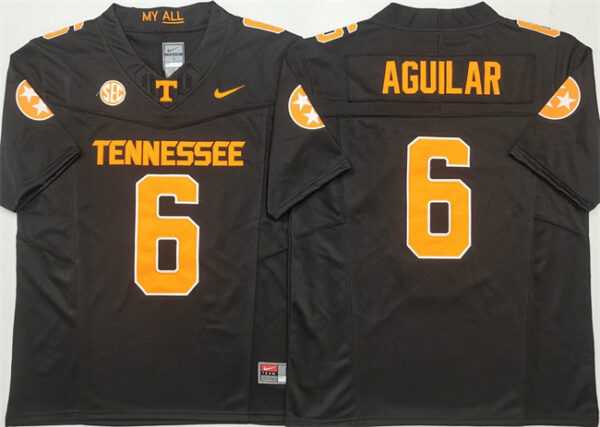 Men's Tennessee Volunteers #6 Joey Aguilar Black F.U.S.E. Stitched Jersey 3